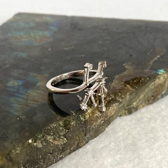 Sterling Silver 925 Star Sign Zodiac Virgo Constellation CZ Band Ring Sz 7.5 - Picture 6 of 16